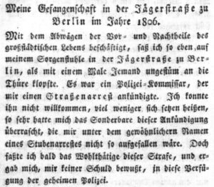 Der Anfang des Artikels von J. A. Mercy in der Zeitung "Berlin oder der preußische Hausfreund" vom 3. Mai 1806