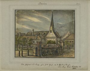 Hospital und Kirche zum Heiligen Geist im Jahre 1804, von Leopold Ludwig Müller.