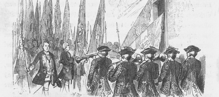 Einzug der Trophäen nach dem 2. Schlesischen Krieg in die Garnisonkirche von Adolph Menzel.