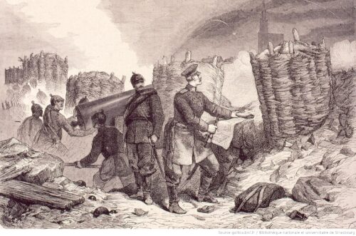 Belagerungsbatterie vor Straßburg im Deutsch-Französischen Krieg von 1870/71.