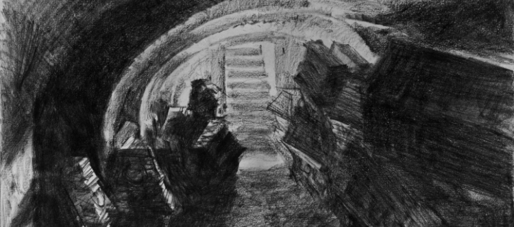 Zeichnung "Gruft unter der Garnisonkirche" von Adolph Menzel (Ausschnitt)
