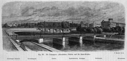 Unterspree- und Alsenbrücke im Jahre 1877